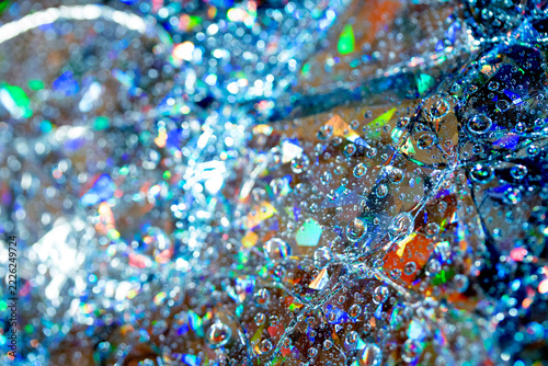 Holohraphic geometric bubbles metallic rainbow hand made real background reflective lights 