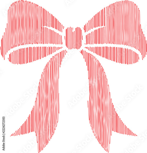 Hand drawn style red and white bow isolated on a white background