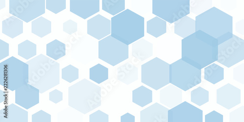 Abstract blue and white hexagon background. Futuristic digital hi-technology banner. Healthcare background. Vector