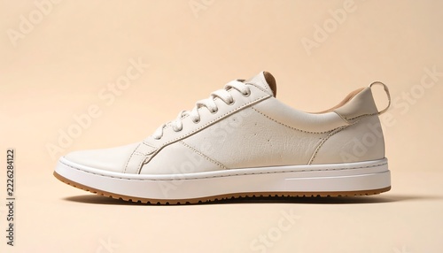 Casual Sports Shoe in Side View with Modern Minimalist Design on a Pale Beige Background