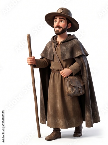 3D Businessman Mascot as a medieval Crusader