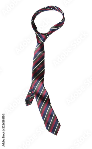 Classic Striped Silk Necktie Knot Isolated on Transparent Background.