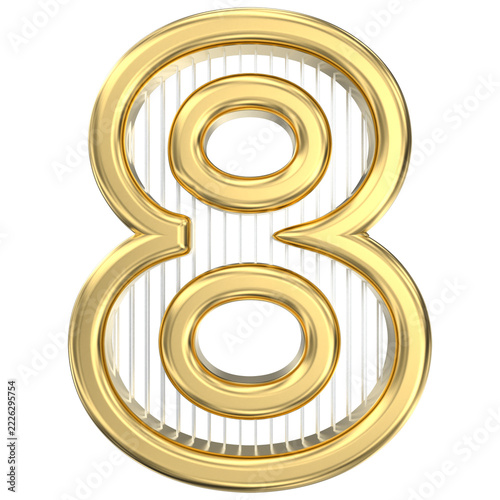 3D metallic gold number eight