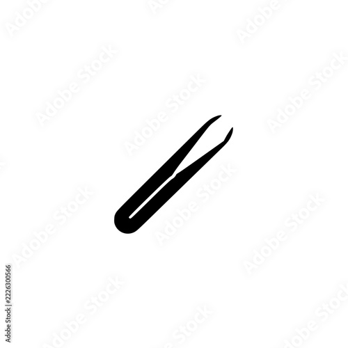 Tweezers icon. Solid black glyph of a tweezers for beauty and cosmetics.