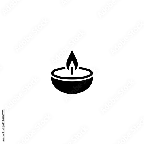 Spa candle icon. Solid black glyph of a spa candle for beauty and cosmetics.