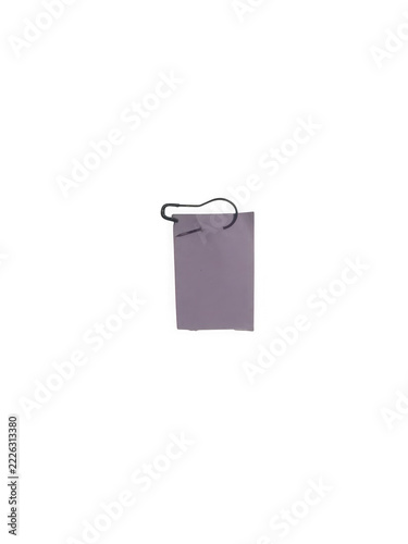 Small grey paper gift bag with black string handle