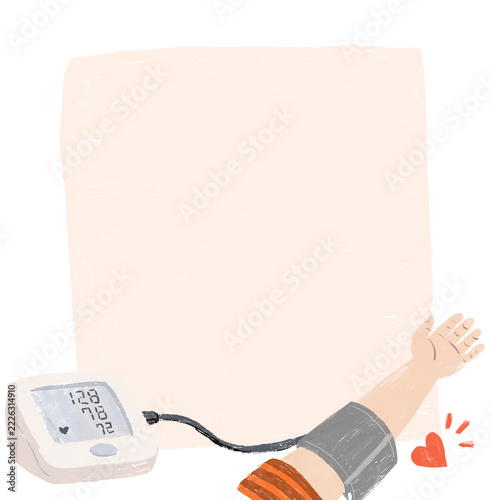 Home Blood Pressure Monitoring Illustration with Digital Device and Blank Copy Space