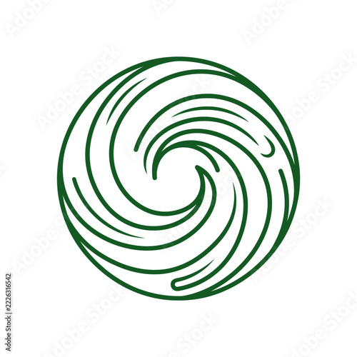 Green circular swirl abstract line art logo