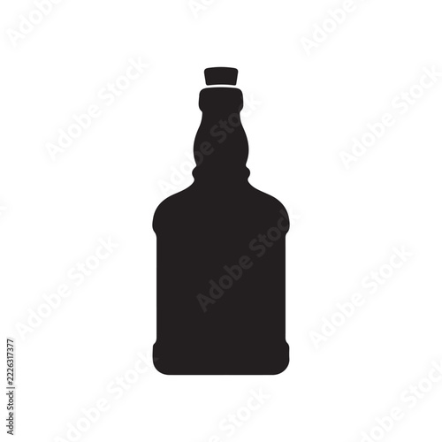 Vintage whisky bottle silhouette icon vector flat design