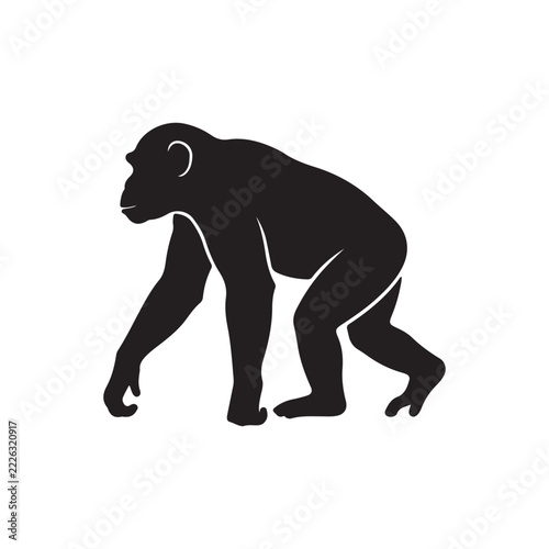 Chimpanzee walking silhouette icon vector flat design