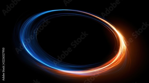 Circle Moving blue and orange light streak ray - 3d illustration
