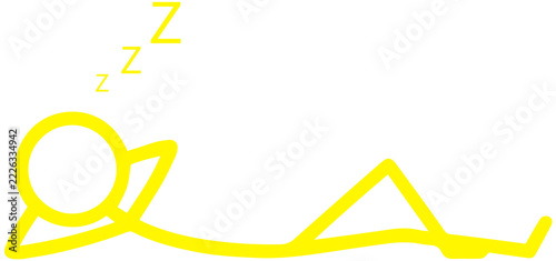 Yellow Sleeping Stick Figure Relaxing Resting Zzz Symbol Icon Transparent PNG Graphic