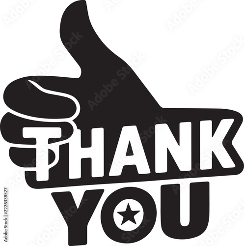 Gratitude expression featuring thank you thumb up hand gesture star