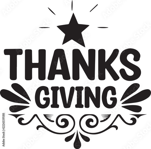 Thanksgiving celebration featuring star ornate swirls and gratitude