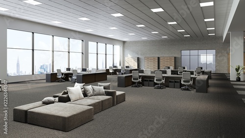 3d modern office interior.3d modern architecture interior. interior of a modern building