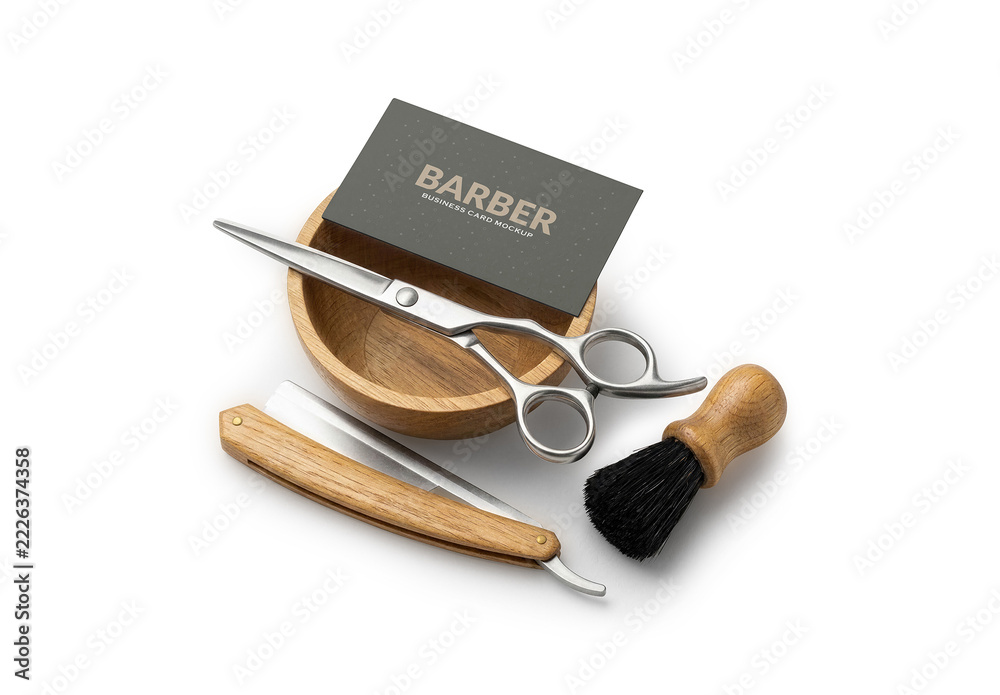 Barber Branding Kit Mockup Template for Poster Design and Visual ...