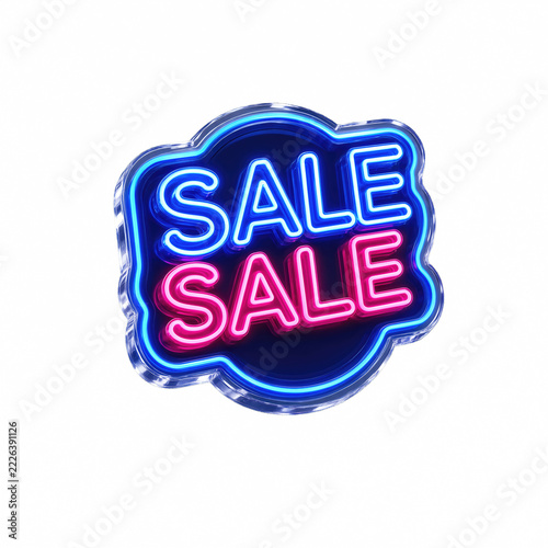 Neon Sale Sign Isolated on Transparent Background for Retail Promotion