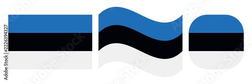 Obraz na plátně Estonia national flag collection with rectangular, waving and rounded designs