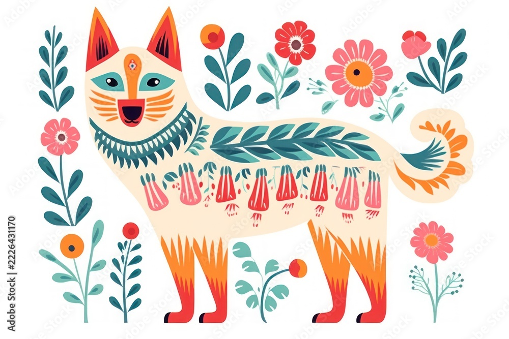 Naklejka premium A wolf art pattern drawing.