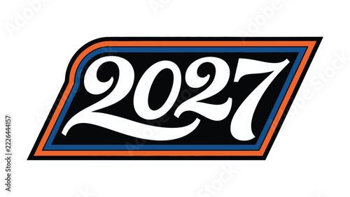 Stylish 2027 diamond shape year badge design with gradient border