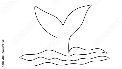 Whale Tail Minimalist Line Art