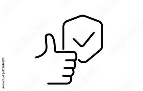 approval guarantee hand okay sign business icon line design
