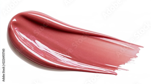 Glossy Coral Pink Lip Gloss Smear with Shimmering Texture