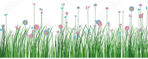 Bright wildflower meadow border transparent PNG design element
