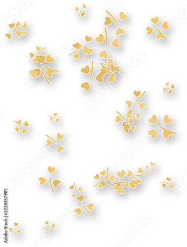 Gold shamrocks scattered overlay sticker with white border isolated on transparent background