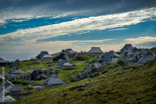 Traditional Wooden Shepherd Huts on Velika Planina Alpine Plateau, Slovenia