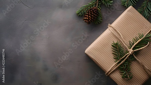 Eco Friendly Corporate Holiday Greeting Card Flat Lay on Kraft Paper