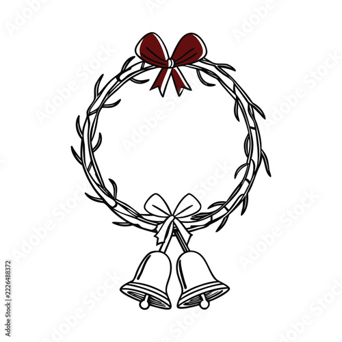 Traditional Christmas Wreath Holiday Icon Vector Design