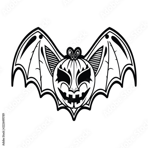 Halloween Pumpkin Bat Silhouette Clipart Vector Design