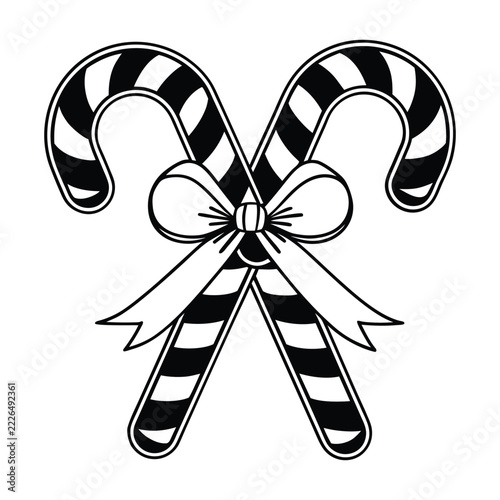 Festive Candy Cane Bow Holiday Logo Vector Illustration