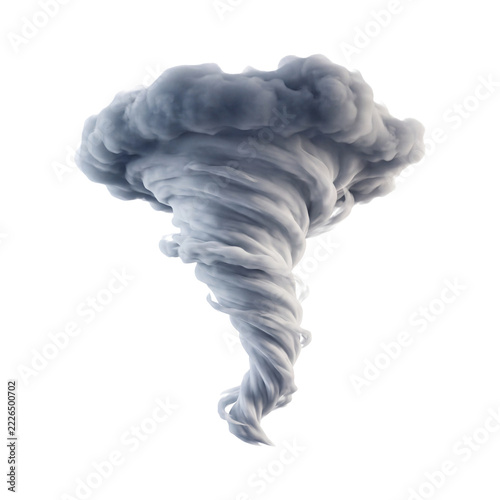 Tornado funnel cloud swirling on transparent background