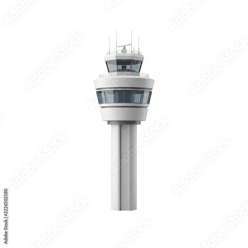 Modern aviation control tower structure isolated on transparent background