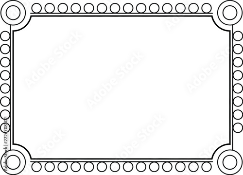 decorative vintage frame vector illustration with circles and double line border
