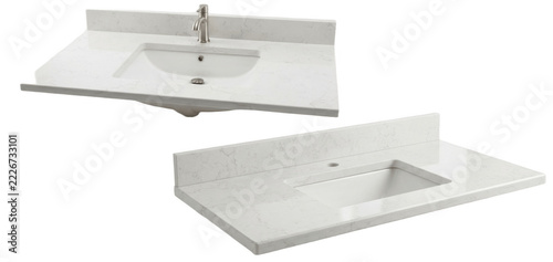 Modern bathroom renovation showcasing quartz vanity top undermount