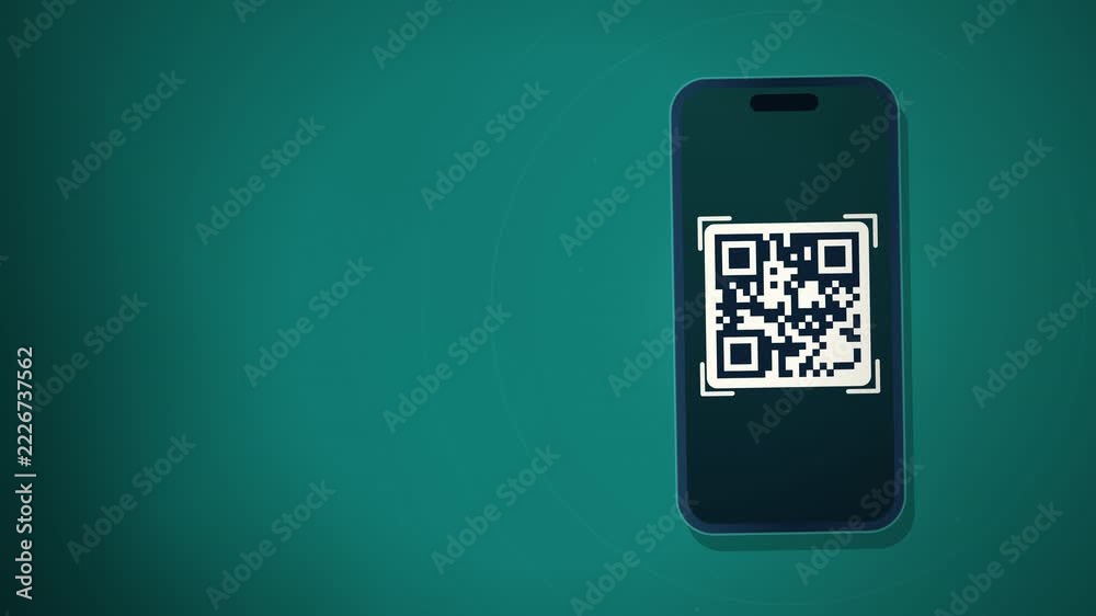 Smartphone scanning QR code with sweeping line and green check mark ...