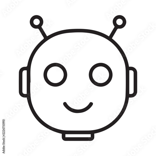 Smiling robot head line icon