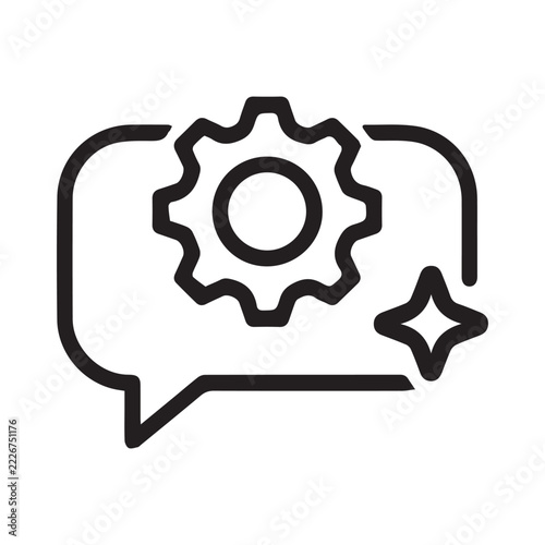 Speech bubble with gear icon