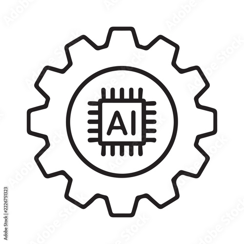 AI microchip inside gear icon