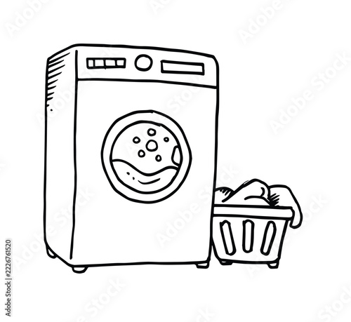 Washing Machine and Laundry Basket Illustration