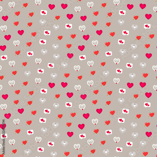 Fotografie Seamless pattern of hearts and speech bubbles