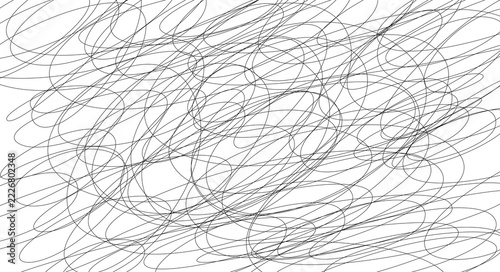 Fotografie Black hand drawn curved lines overlap and chaotic scribble pattern on transparent background, abstract monochrome texture