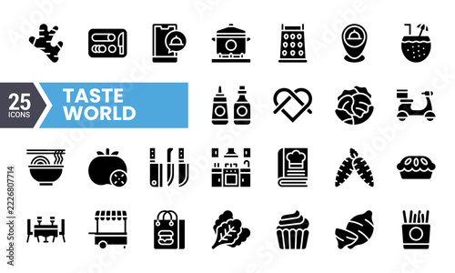 Modern Food and Cooking Glyph Icons Collection for Culinary Apps and Services