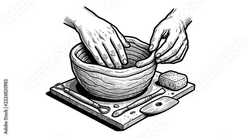 The Image Is A Black And White Illustration Of A Pair Of Hands Holding A