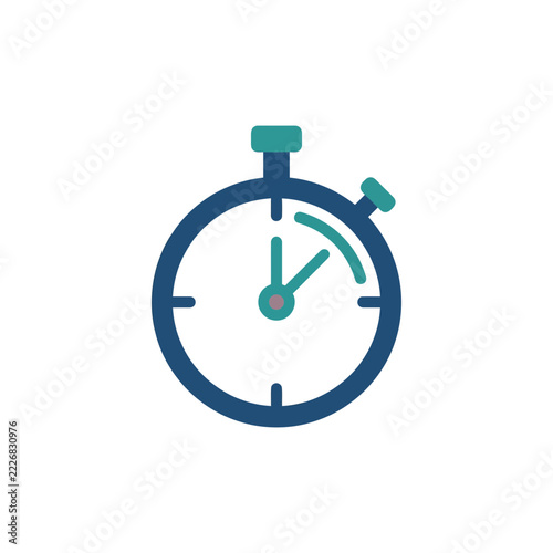 Modern Flat Stopwatch Icon for Time Management and Productivity Concept