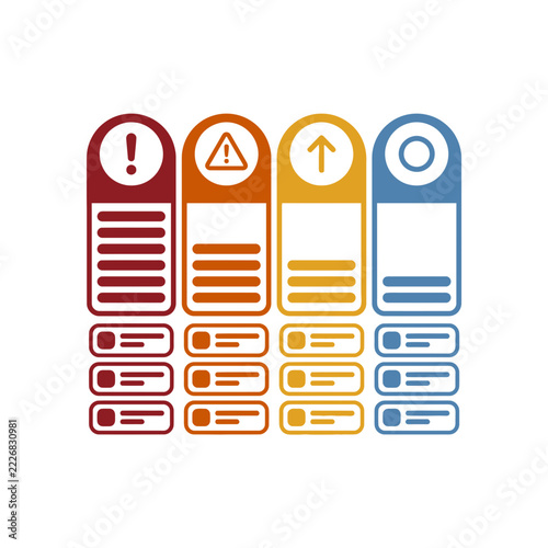 Modern Infographic Business Dashboard UI Elements with Four Colorful Vertical Columns and Icons