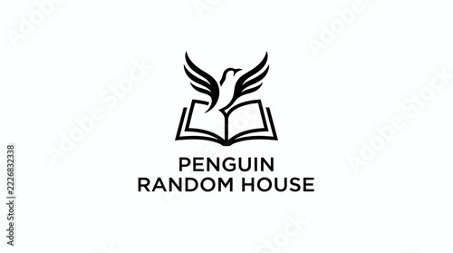 Minimalist logo design featuring a flying bird and open book for the publishing industry to represent knowledge literature and creative